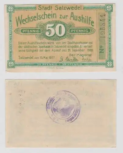 50 Pfennig Banknoten Notgeld Stadt Salzwedel 15.05.1917 (137789)