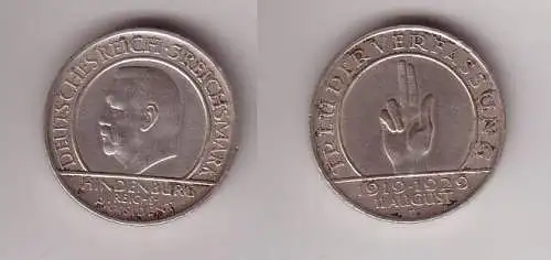 3 Mark Silber Münze Weimarer Republik Treu der Verfassung 1929 D (112567)