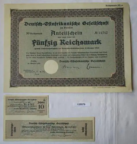 50 RM Aktie Deutsch-Ostafrikanische Gesellschaft Berlin Oktober 1925 (135579)