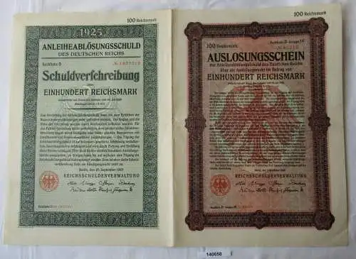 100 Reichsmark Aktie Reichsschuldenverwaltung Berlin 1. November 1925 (140658)