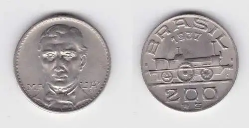 200 Reis Kupfer Nickel Münze Brasilien 1937 Maua, Eisenbahn (131297)