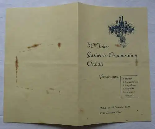 Speisekarte 50 Jahre Gastwirte-Organisation Oschatz "Goldener Löwe" (113426)