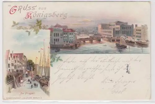 901145 Ak Lithographie Gruß aus Königsberg Kaliningrad am Pregel 1897