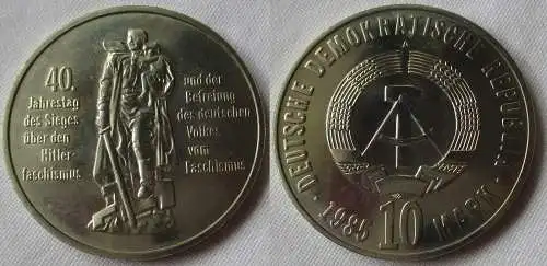 DDR Gedenk Münze 10 Mark 40.Jahre Kriegsende 1985 Stempelglanz (157003)