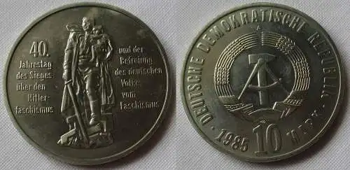 DDR Gedenk Münze 10 Mark 40.Jahre Kriegsende 1985 Stempelglanz (156674)