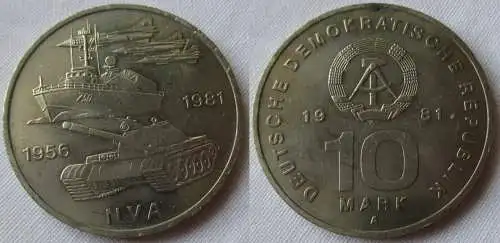 DDR Gedenk Münze 10 Mark 25 Jahre Nationale Volksarmee NVA 1981 Stgl. (156972)