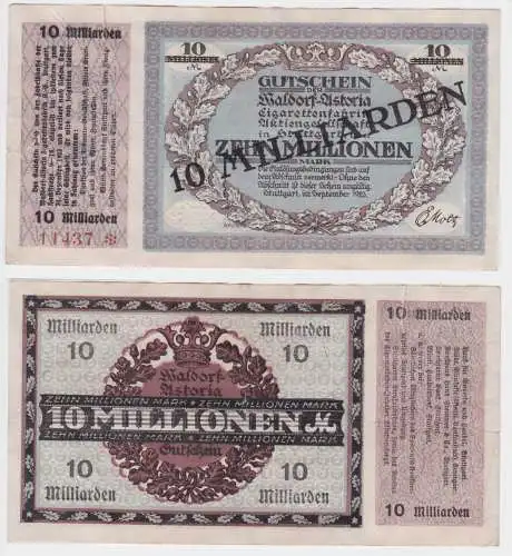 10 Milliarden Mark Banknote Inflation Stuttgart Walldorf Astoria 1923 (157114)