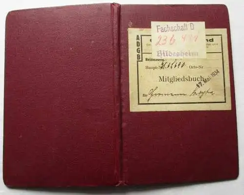 Mitgliedsbuch des Deutschen Verkehrsbund Hildesheim 1919 (120829)