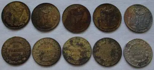 5 x Frankreich 20 Francs 1887 AR Dritte Republik Eisen vergoldet (150953)
