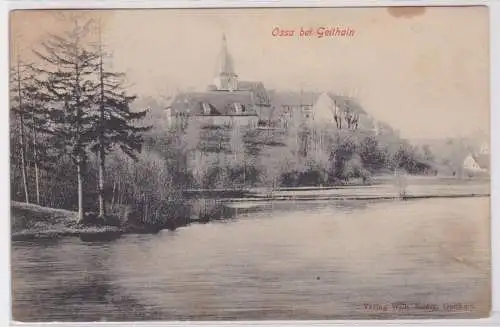 900317 AK Ossa bei Geithain - Kirche mit Teichpartie 1909
