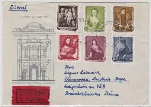 96382 DDR Ersttagsbrief Plauen im Vogtland Michel 586-591, 26.6.1957