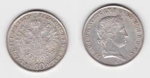 10 Kreuzer Silber Münze Österreich 1843 A (120770)