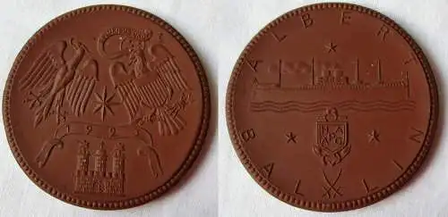 Judaica Hamburg Medaille Meissner Porzellan Albert Ballin Schiffsmotiv (133974)