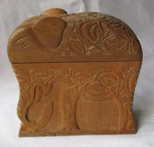 ausgefallene alte Zigarettendose Holz orientalisch Elefant (123698)