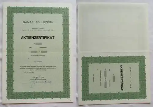 50.000 Franken Aktienzertifikat Gamafi AG Luzern 15.06.1973 (142638)