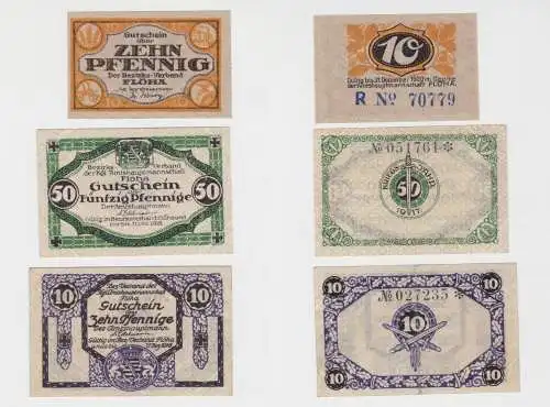10 - 50 Pfennig Banknoten Notgeld Amtshauptmannschaft Flöha 1917 (136382)