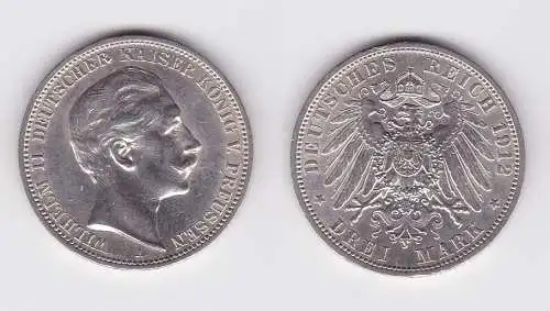 3 Mark Silbermünze Preussen Kaiser Wilhelm II 1912 A Jäger 103 (122142)