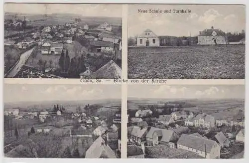 99462 AK Göda - Blicke von der Kirche, Neue Schule und Turnhalle 1940