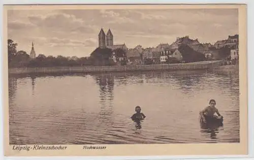 58715 Ak Leipzig Kleinzschocher Hochwasser um 1930