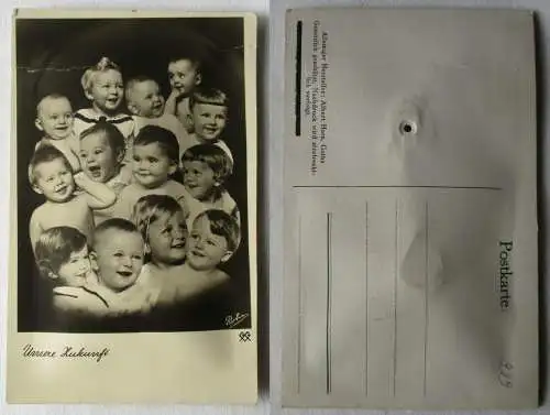 86290 Mechanische Karte mit Ton "Unser Zukunft" Kleinkinder um 1930