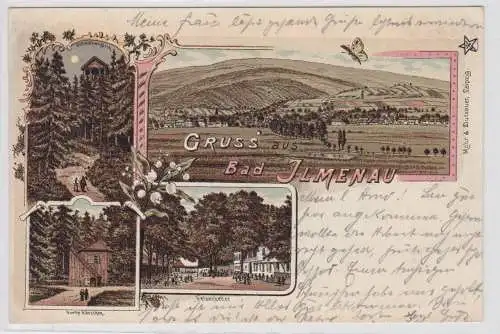 86582 Ak Lithographie Gruß aus Bad Ilmenau Felsenkeller usw. 1899
