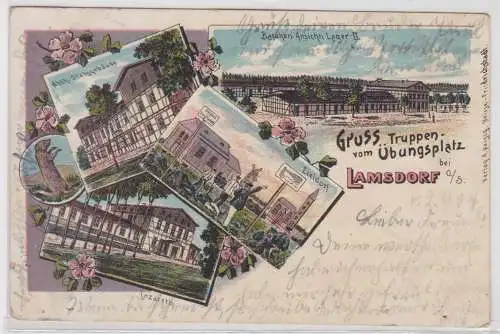 59958 Ak Lithographie Gruß vom Truppenübungsplatz Lamsdorf bei O.S. 1904