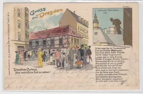 93716 Ak Lithographie Gruß aus Dresden "Dresdner Curiosa" 1903