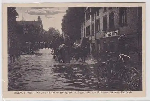 80588 AK Weida in Thüringen - Hochwasser der Auma, Geraer Straße 1924