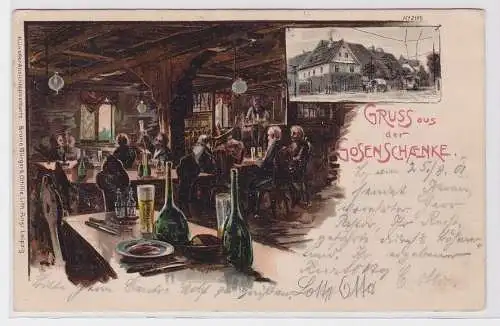 86470 Lithografie Bruno Bürger AK Gruss aus der Gosenschenke Leipzig 1901