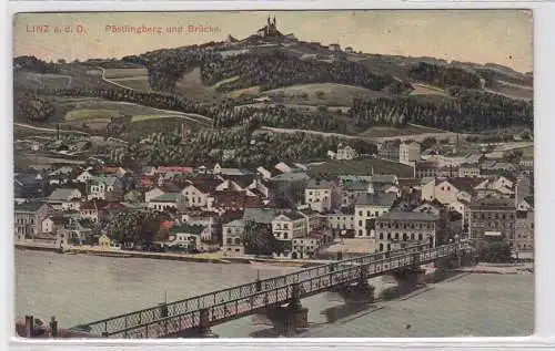 35248 AK Linz an der Donau - Pöstlingberg und Brücke 1912