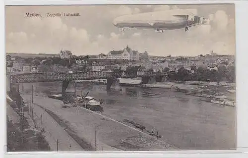 92924 Ak Zeppelin Luftschiff über Meissen um 1925