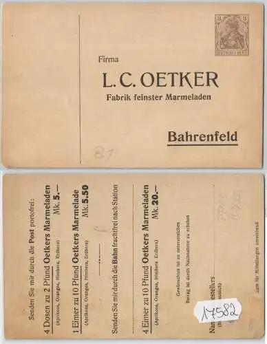17582 DR Ganzsachen Postkarte PP23/B1 L.C. Oetker Bahrenfeld Fabrik Marmelade