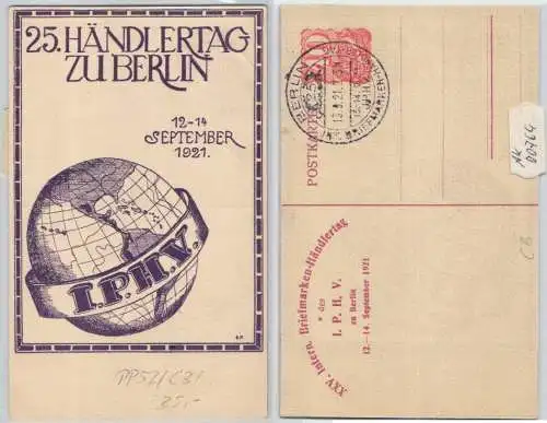00764 DR Ganzsachen Postkarte PP52/C3 XXV. Int. Briefmarken-Händlertag zu Berlin