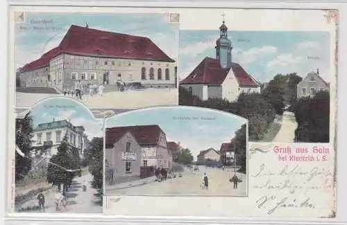 95204 Mehrbild Ak Gruß aus Hain bei Kieritzsch Gasthof, Schule, Kirche 1907