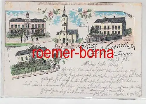 75468 Ak Lithographie Gruss aus Niederwiesa in Sachsen 1898