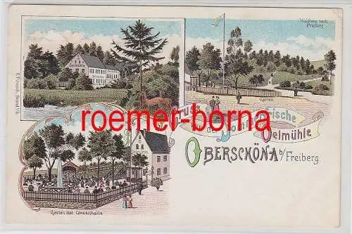 74355 Ak Lithographie Gruss von der Ölmühle Oberschöna bei Freiberg 1908