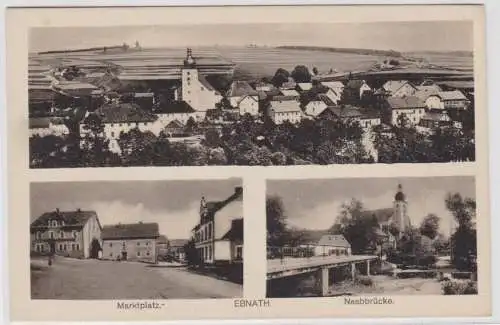 95474 Mehrbild Ak Ebnath Marktplatz und Naabbrücke um 1920