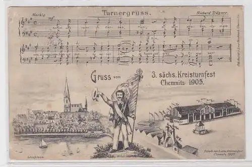 38043 Ak Gruß vom 3.sächs.Kreisturnfest Chemnitz 1905