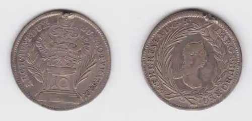 10 Kreuzer Silber Münze Österreich Haus Habsburg 1754 f.ss (155771)