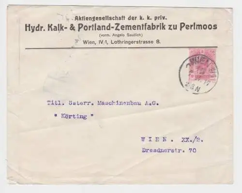 96465 Ganzsachen Brief Österreich mit Firmenkopf Zementfabrik zu Perlmoos 1917