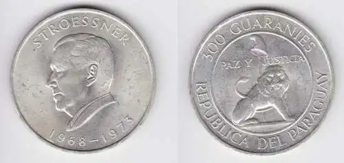 300 Guaranies Silber Münze Paraguay Alfred Stroessner 1968-1973 (155891)