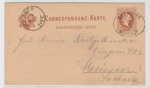 63644 Ganzsachen Karte Österreich Oderberg Bahnhof nach Meissen 1860