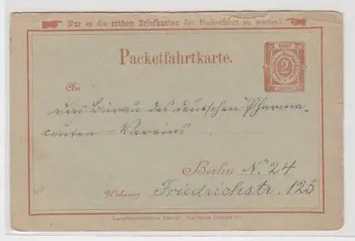 98098 Privatpost Ganzsachenbrief Berliner Packetfahrtkarte 1889