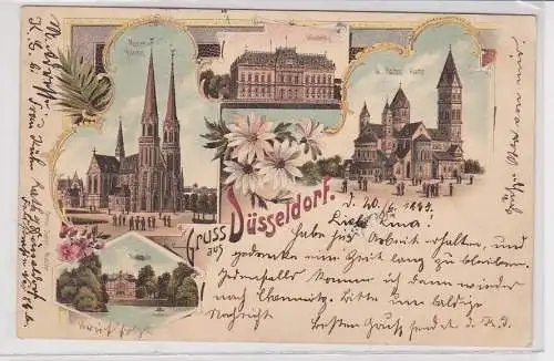 908102 Lithographie Ak Gruss aus Düsseldorf - Marienkirche, Ständehaus 1899