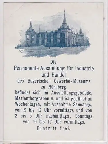905721 Werbekarte vom Bayerischen Gewerbe-Museum Nürnberg um 1910