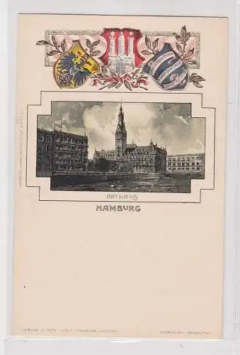 908093 geprägte Wappen Ak Hamburg - Rathaus um 1900