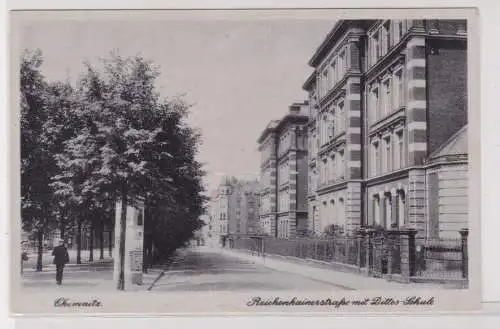 904807 AK Chemnitz - Reichenhainerstraße mit Dittes-Schule, Straßenansicht