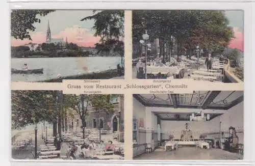 904801 AK Chemnitz - Gruss vom Restaurant "Schlossgarten" 1915