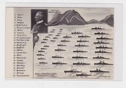 906533 Ak Militär Unsere in Scapa Flow in Ehren untergegangene Flotte 1919