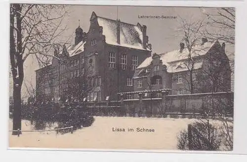 903794 AK Lissa Posen im Schnee Lererinnen-Seminar 1915